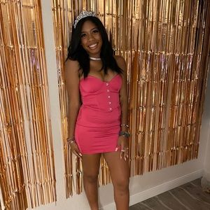 Pink bodycon satin dress